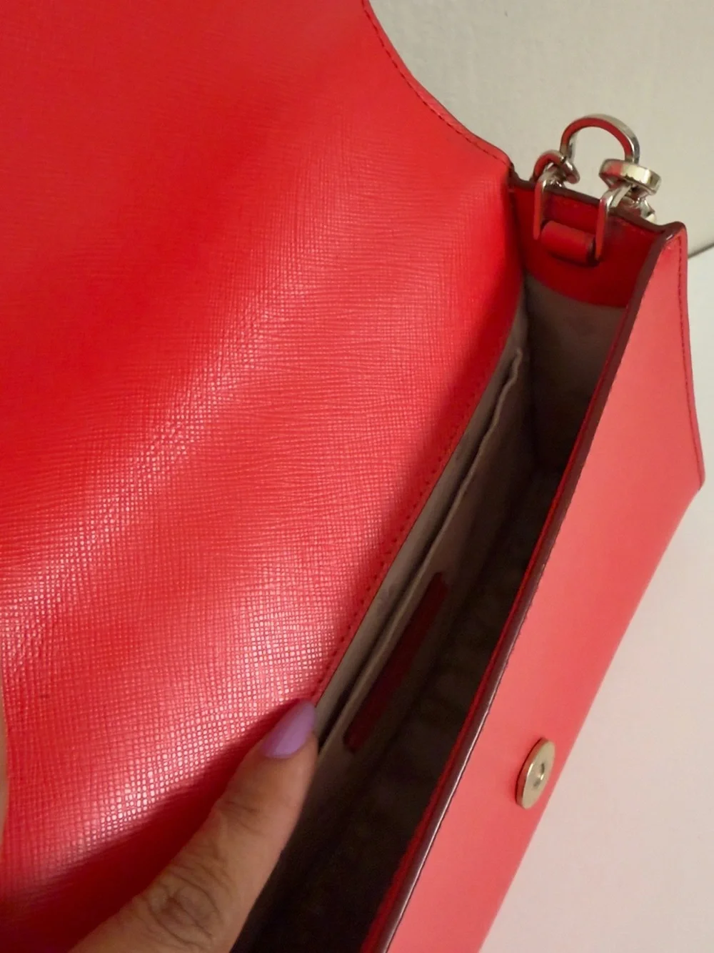 kate spade Coral Pink Leather Crossbody with Silver Chain